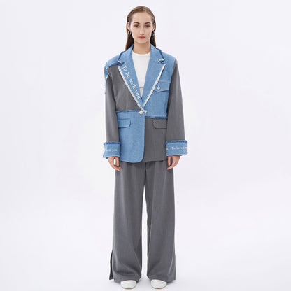 Damen Modischer Blazer mit lässigen Denim-Akzenten und eleganten Details Stalluxe Blau