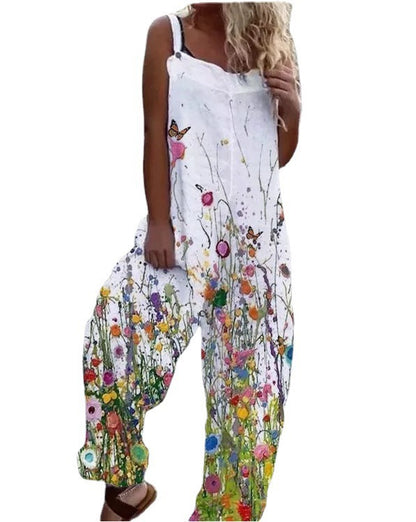Women's Artistic Floral Print Jumpsuit Stalluxe