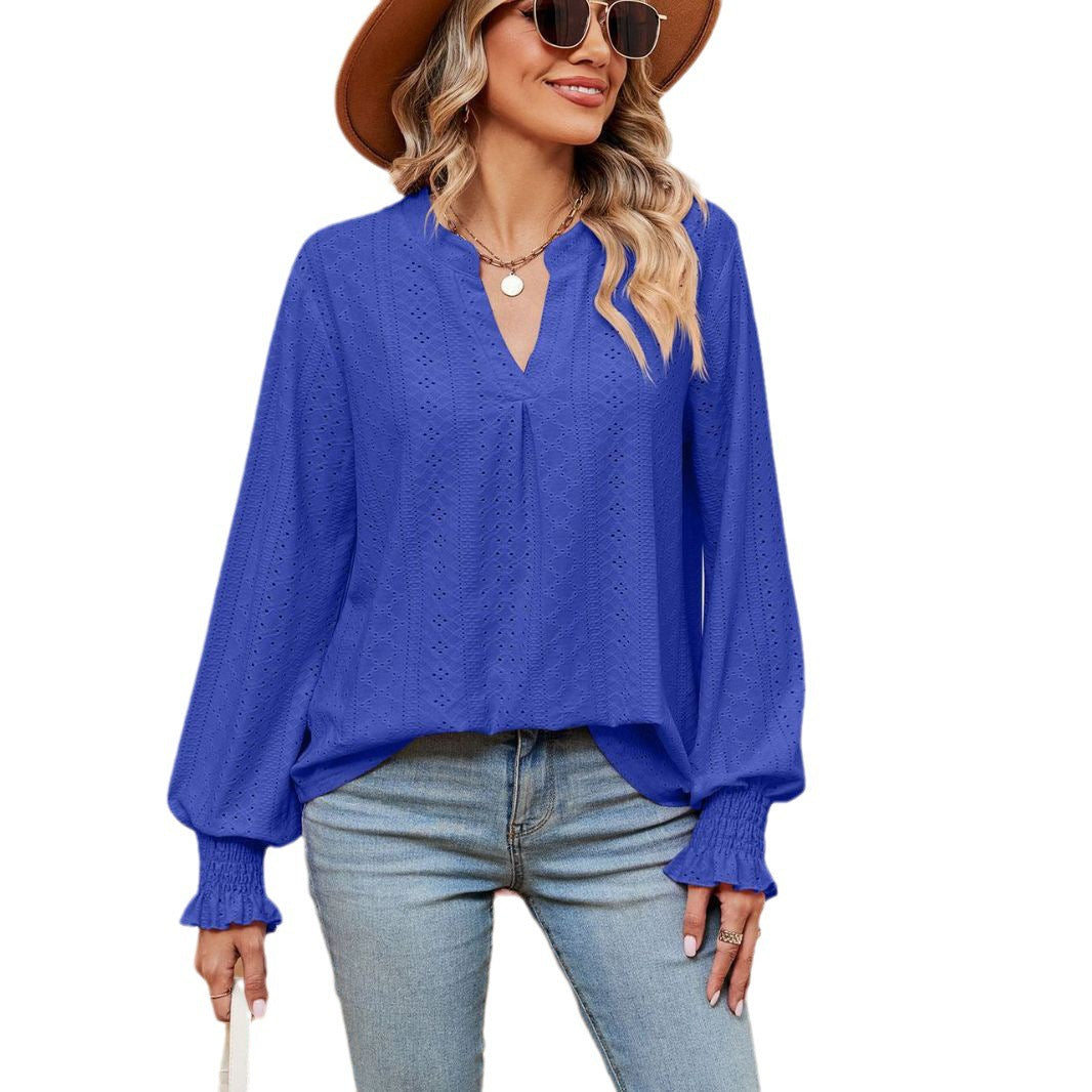 Damen Blusenshirt mit Lochmuster und eleganter Passform Stalluxe