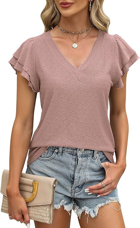 Damen modisches V-Ausschnitt-Shirt mit Rüschendetails Stalluxe