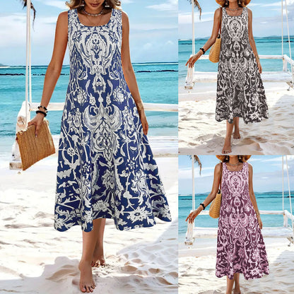 Damen Stilvolle A-Linie Midi Kleid mit aufwendigem Blumenmuster Stalluxe