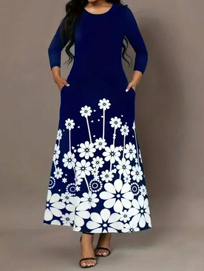 Damen Maxikleid mit floralem Design und praktischen Seitentaschen Stalluxe