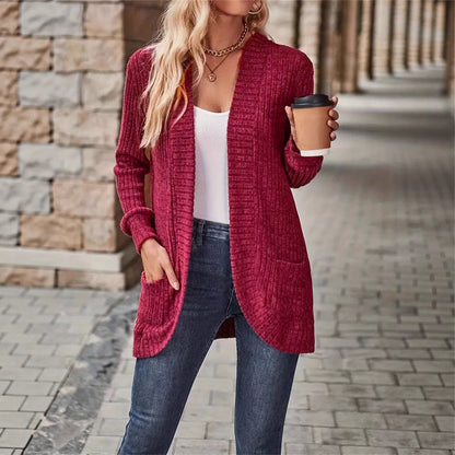Damen lässige Strickjacke mit Taschen und strukturiertem Design Stalluxe