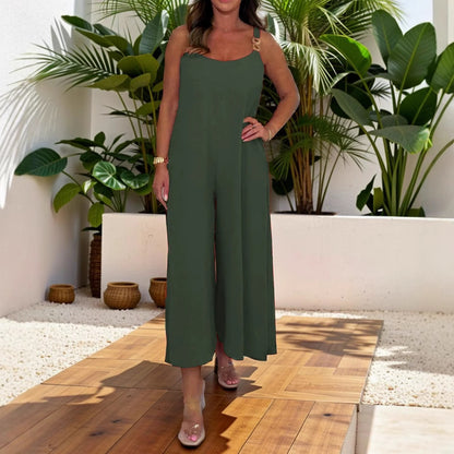 Damen legerer Jumpsuit mit weitem Bein und schmalen Trägern Stalluxe