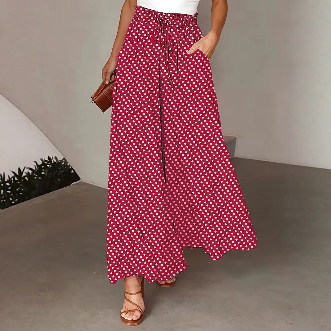 Damen culottehose mit elastischem Bund und gesticktem Punktemuster Stalluxe