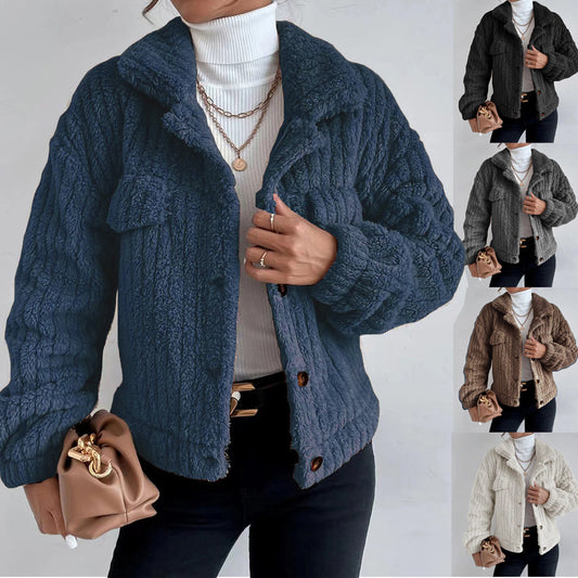 Damen kuschelige Overshirtjacke mit strukturiertem Fell Stalluxe