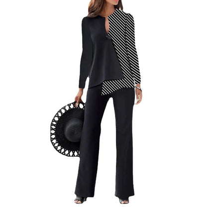 Damen Elegantes Set mit asymmetrischem Oberteil und weitem Hosenbeinen Stalluxe