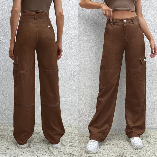 Damen Cargo-Hose mit hoher Taille und weitem Schnitt Stalluxe