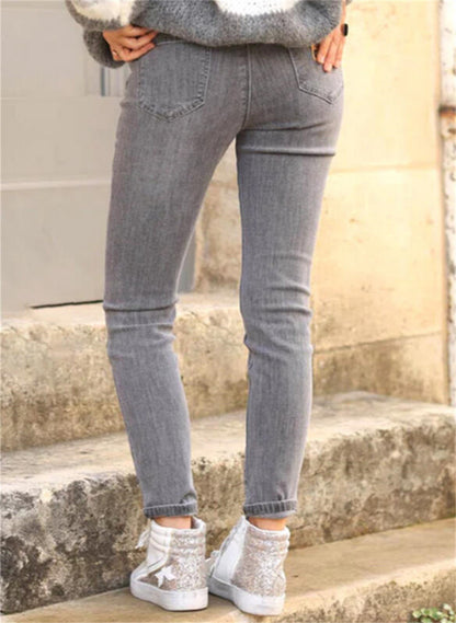 Damen figurbetonte Jeans im Vintage-Look mit hohem Bund und knöchellanger Passform Stalluxe