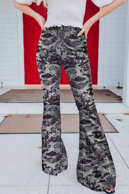 Damen Elegante Schlaghose im Schlangenleder-Look Stalluxe