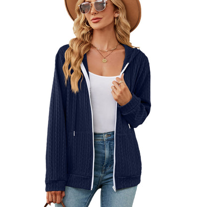 Damen lässige Strickjacke mit Textur und Kapuze Stalluxe