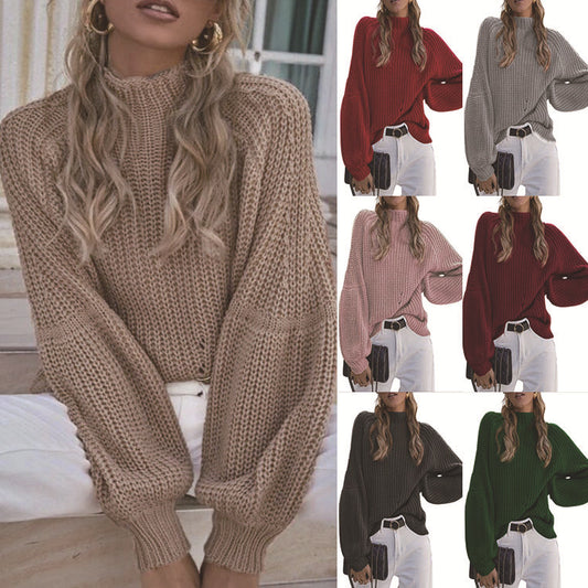 Damen Strickpullover mit weitem Schnitt und modernen Puffärmeln Stalluxe