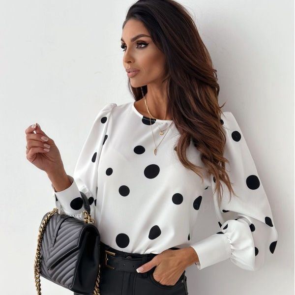 Damen Bluse mit Puffärmeln und Punkten Stalluxe