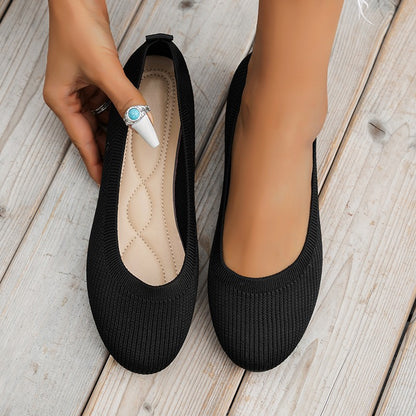 Damen Komfortable Strick-Ballerinas mit flexiblem Sohlenmaterial Stalluxe