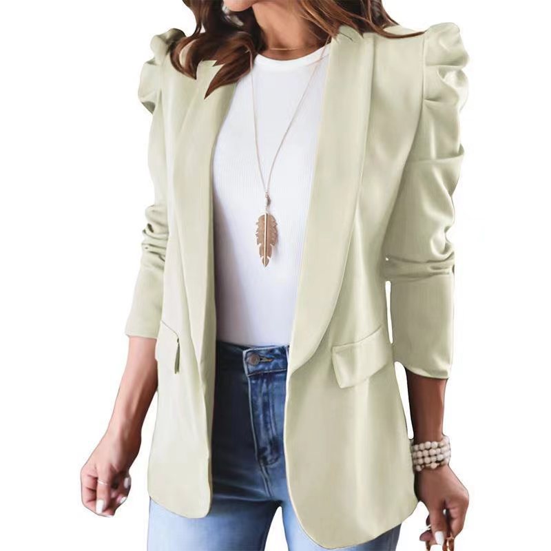 Damen Modischer Blazer mit angeschnittenen Puffärmeln und praktischen Taschen Stalluxe