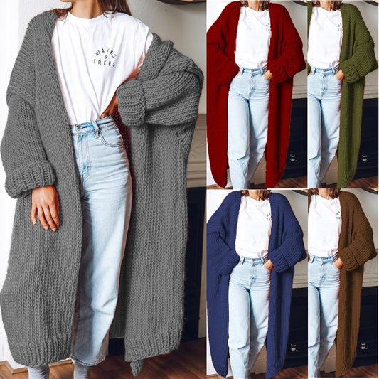 Damen Großer Strickmantel mit tiefen Taschen und voluminösen Ärmeln Stalluxe