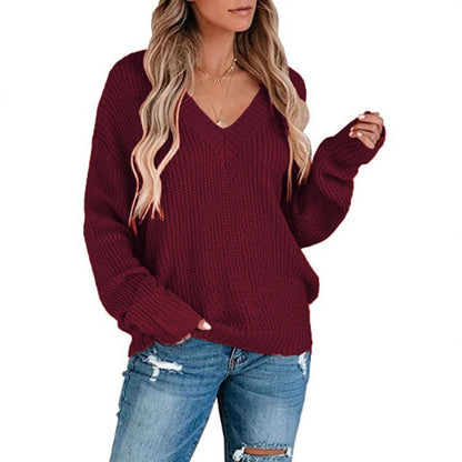 Damen Feinstrickpullover mit V-Ausschnitt und lässigem Schnitt Stalluxe