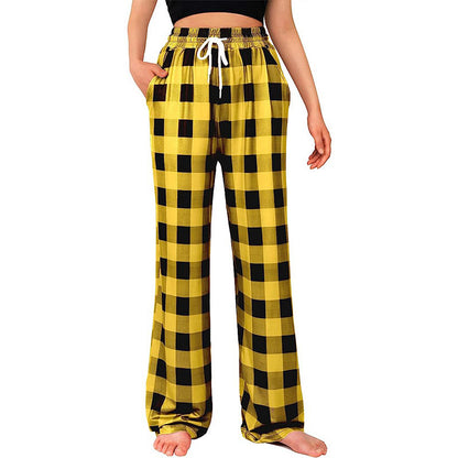 Women's Relaxed Fit Plaid Lounge Pants Stalluxe