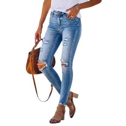 Damen Skinny Jeans mit modischen Rissen Stalluxe