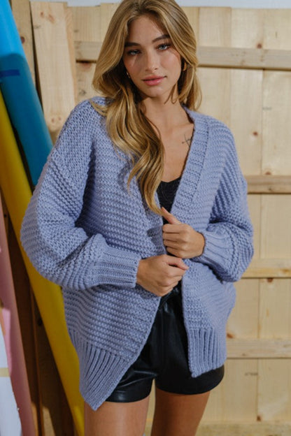 Damen kuschelige Strickjacke mit offenem Frontdesign und trendigem Strukturmuster Stalluxe