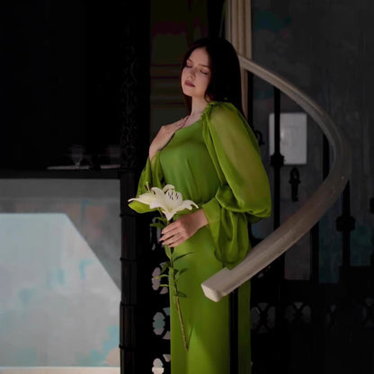 Damen Elegantes Abendkleid mit voluminösen Ärmeln Stalluxe