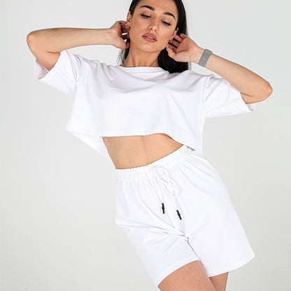 Damen lässiges Crop-Top und Shorts Set Stalluxe