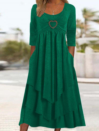 Damen lässiges Maxikleid mit bezauberndem Herzdetail und praktischen Taschen Stalluxe