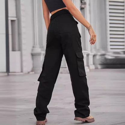 Damen Cargo-Hose mit hohen Taschen und verstellbarem Bund Stalluxe