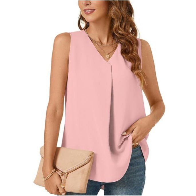 Damen elegante Bluse mit V-Ausschnitt und fließendem Schnitt Stalluxe