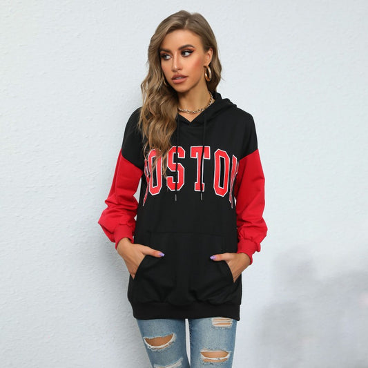 Damen Hoodie-Kleid mit farblich abgesetzten Ärmeln und lässigem Schnitt Stalluxe