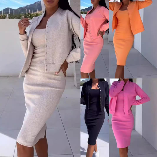 Damen modischer Sweatkleid und Jacke Set Stalluxe
