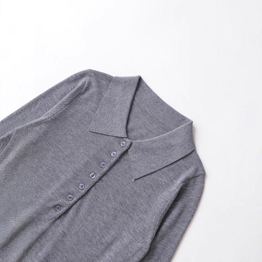 Damen Langarm-Pullover mit Polo-Kragen und knöpfbarem Ausschnitt Stalluxe