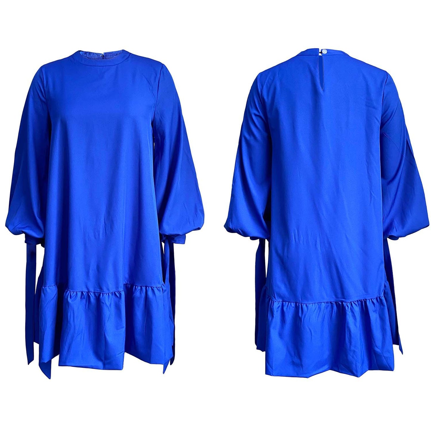 Damen lässiges Tunikakleid mit Rüschen und Bändchen Stalluxe