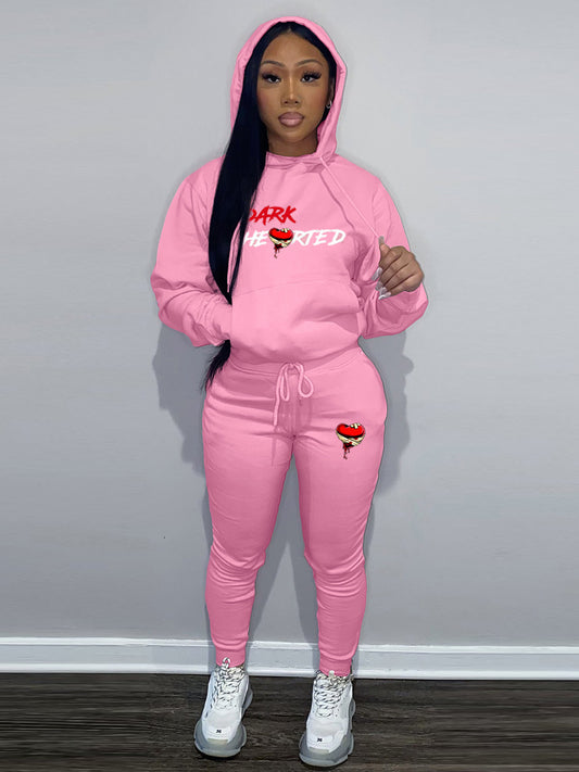 Damen Hoodie- und Jogginghose Set mit kreativem Herzmotiv Stalluxe