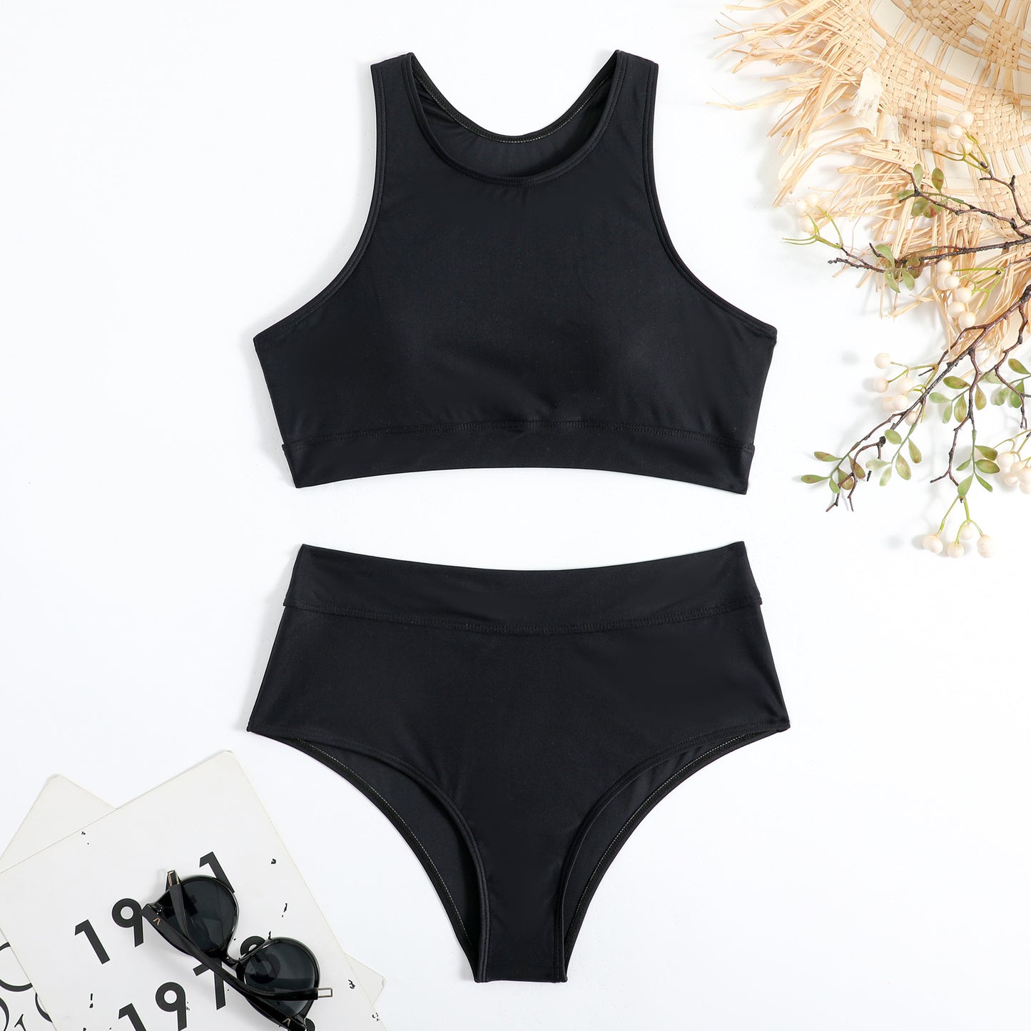 Damen Sport-Bikini-Set mit hochgeschnittenem Hosen und komfortablem Oberteil Stalluxe