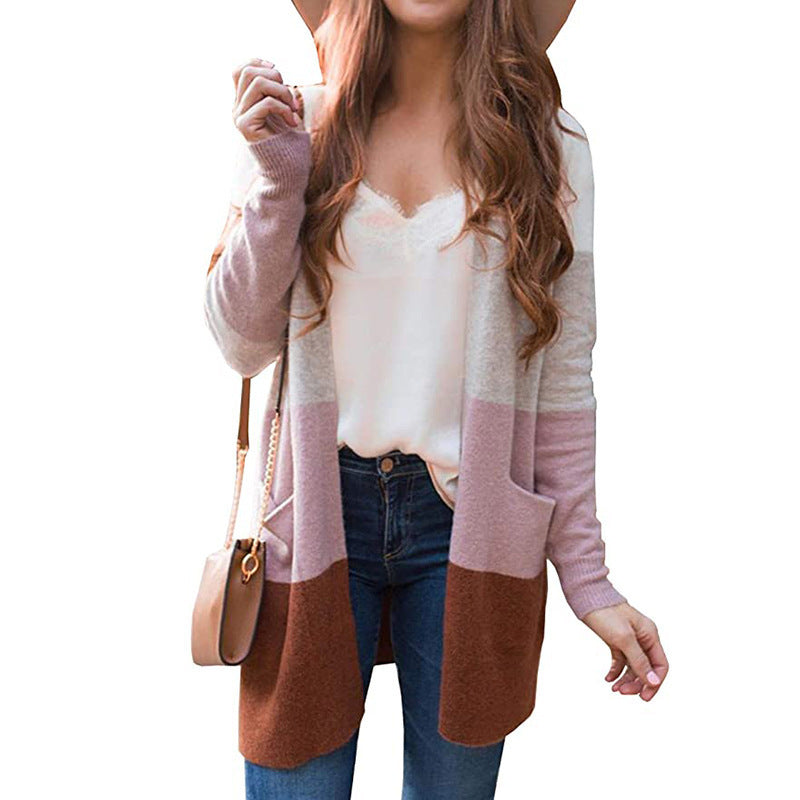 Damen Strickjacke mit Farbblock-Design und praktischen Taschen Stalluxe