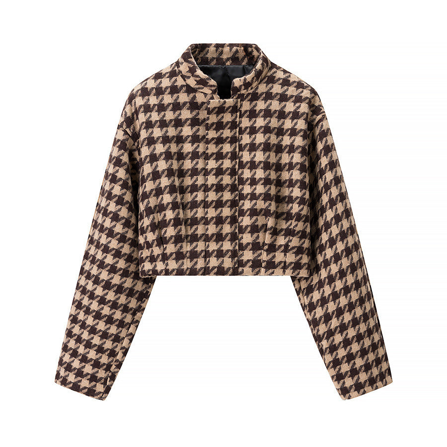 Damen modische cropped Jacke im Hahnentritt-Design Stalluxe