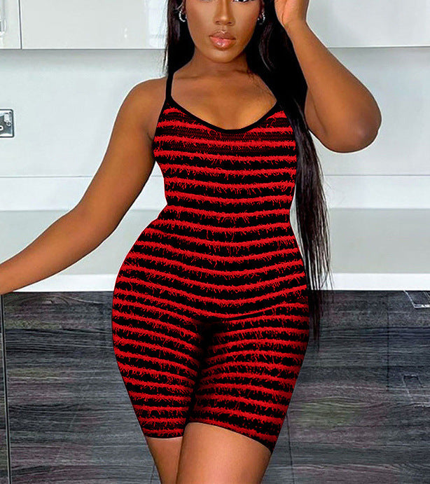 Damen Modellierender Jumpsuit mit schmalen Trägern und grafischem Streifenmuster Stalluxe