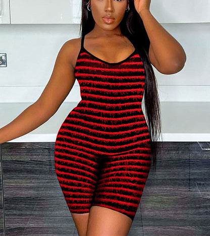 Damen Modellierender Jumpsuit mit schmalen Trägern und grafischem Streifenmuster Stalluxe