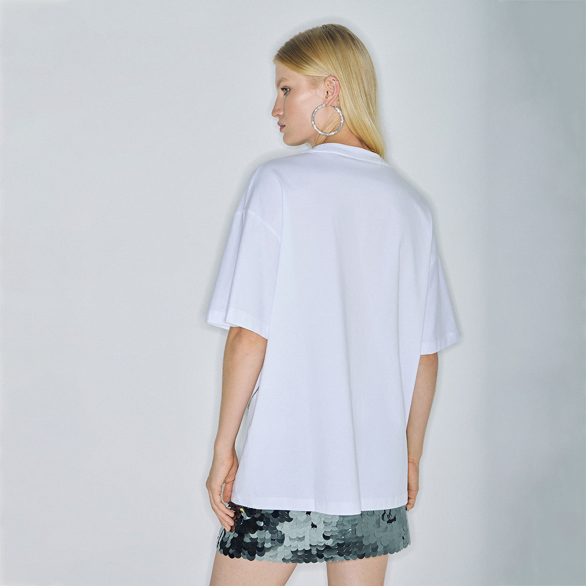 Damen Oversized T-Shirt mit dekorativem Kettenakzent Stalluxe