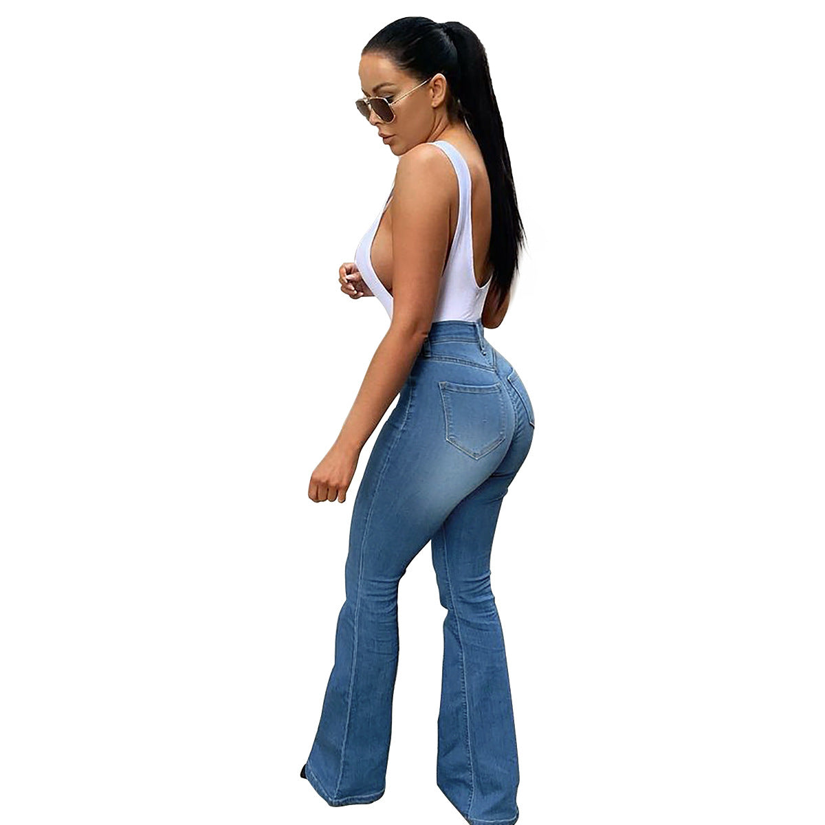Damen High-Waist Bootcut Jeans mit figurbetonter Passform Stalluxe