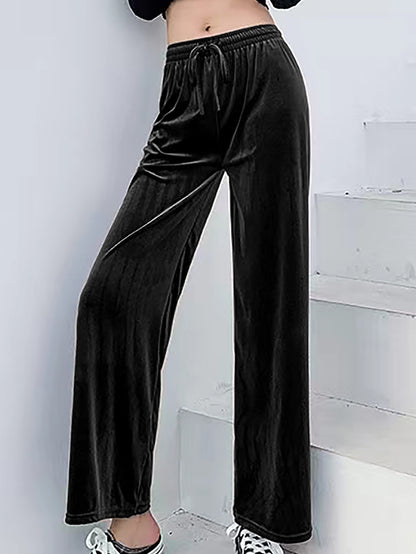 Damen weiche und lässige Lounge-Hose aus Samt Stalluxe