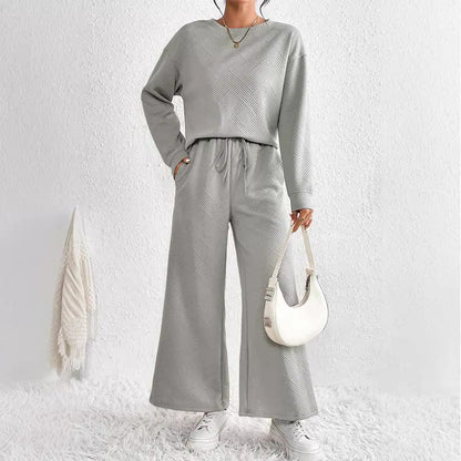 Damen Lässiges Lounge-Set mit weitem Schnitt und bindbarem Taillengürtel Stalluxe