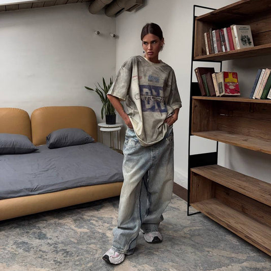 Damen Baggy Jeans mit innovativem Kordelzug Stalluxe