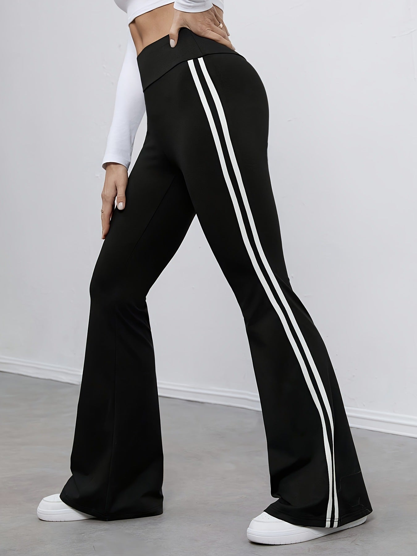 Damen weite Sportleggings mit seitlichen Streifen Stalluxe
