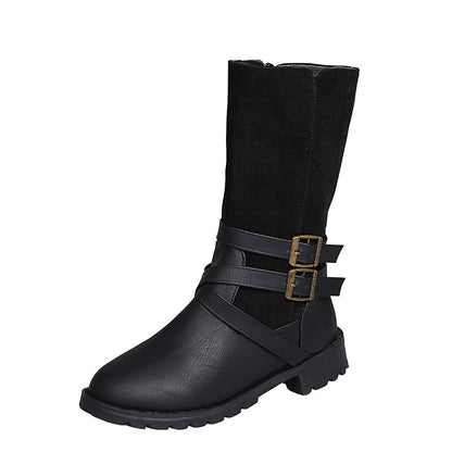 Damen elegante Stiefel mit modischem Kreuz-Riemen-Design und robustem Profil Stalluxe