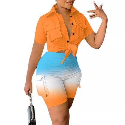 Damen Freizeit Set mit modischem Hemd und stylischen Shorts Stalluxe