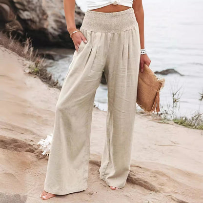Damen Weite Sommerhose mit elastischem Bund und lockerem Schnitt Stalluxe