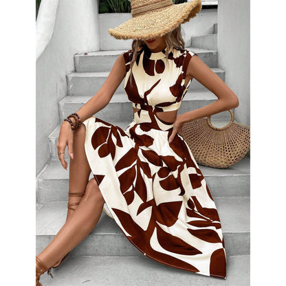 Damen Elegantes Maxi-Kleid mit Cut-Out-Details und floralem Muster Stalluxe