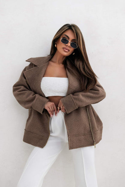 Damen Oversized Jacke mit Reißverschluss und weichem Material Stalluxe